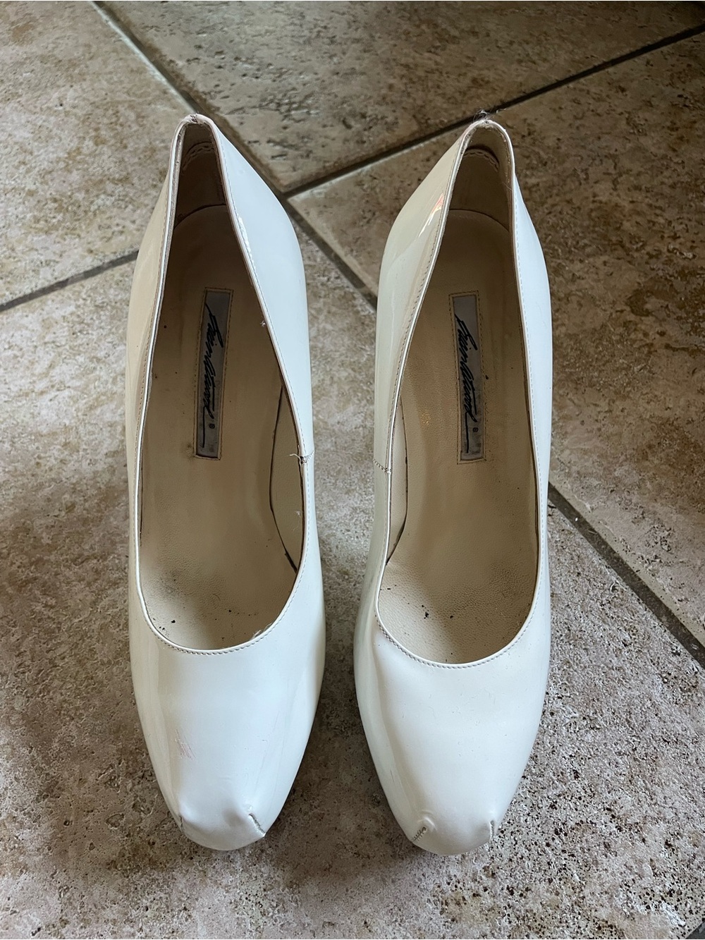 Brian Atwood White Patent Leather Pumps